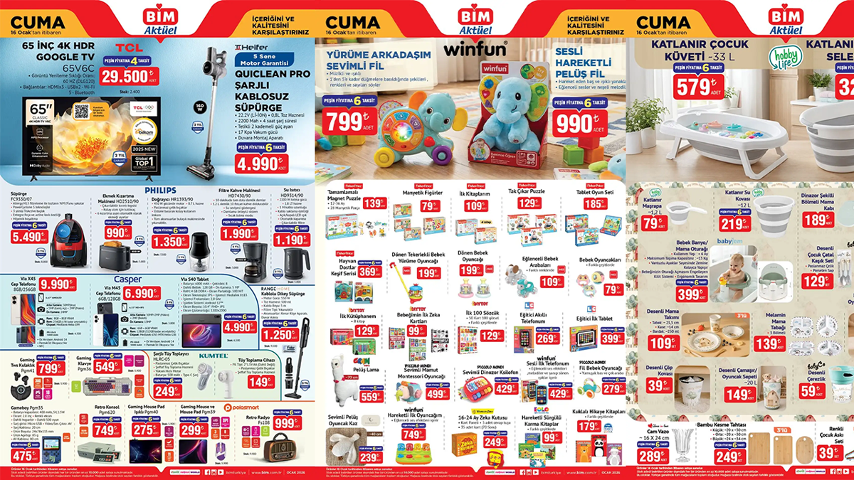 BİM 16 OCAK 2025 AKTÜEL KATALOĞU: BİM'e bu hafta neler geliyor? BİM'de neler var?