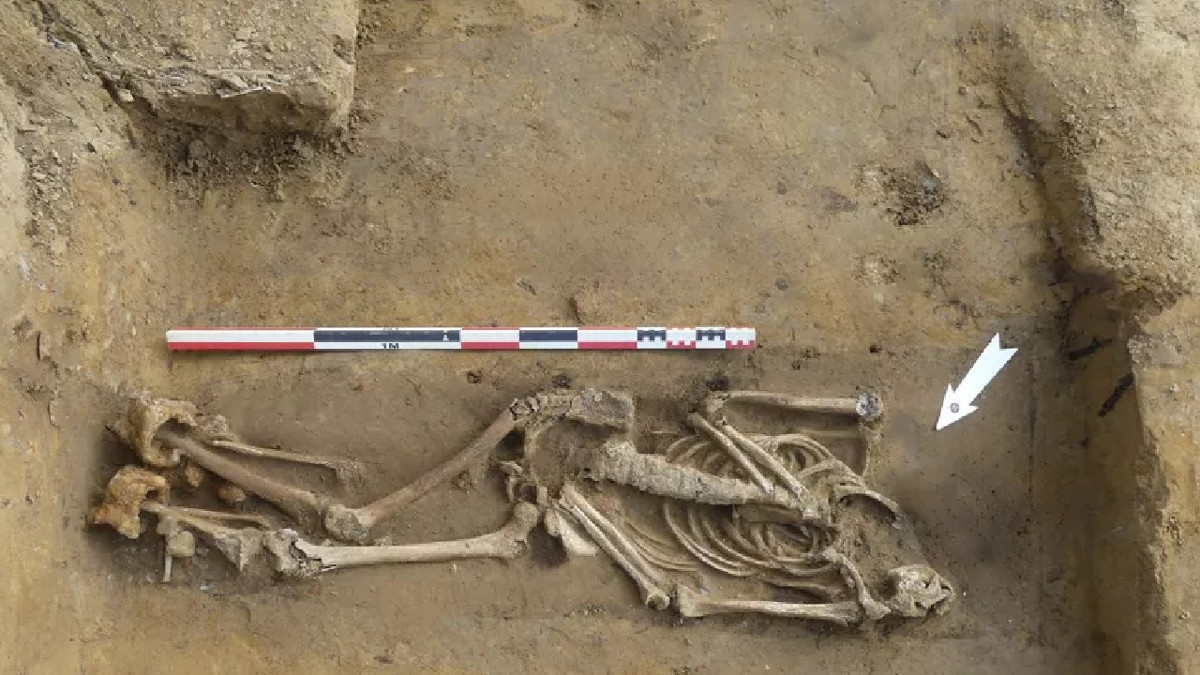 Mezardan kelepçeli ve ayakları zincirli halde gömülmüş iki iskelet çıktı