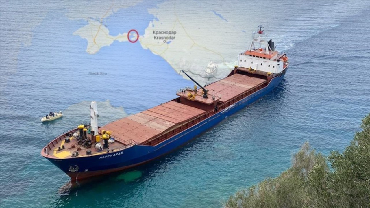 Türk gemisi 'Happy Aras' Kerç Boğazı'nda karaya oturdu