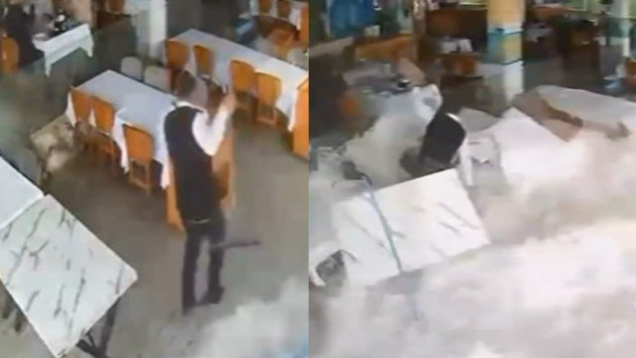 Alanya'da dalgalar balık lokantasını bastı