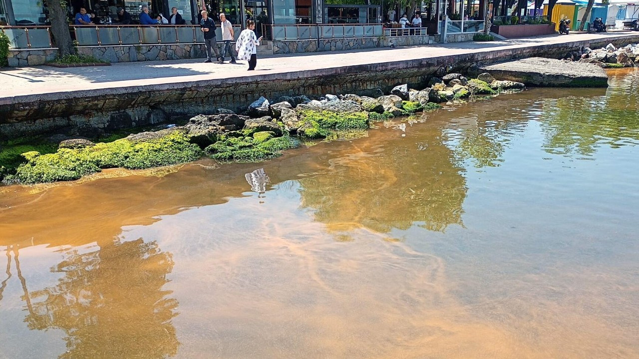 Kocaeli'de denizin bir kısmı turuncuya döndü