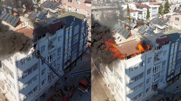 Alevlerden kaçan 2 kişi son anda kurtarıldı: Korku dolu anlar kamerada
