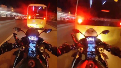 Kaza kask kamerasında: “Allah’ım sana geliyorum” diye panikledi, otobüse çarptı!