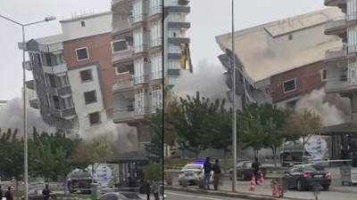 Tanker şoförü kornaya abandı, 7 katlı bina yerle bir oldu