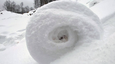 Amasya'da ender görüntü: Kar ruloları