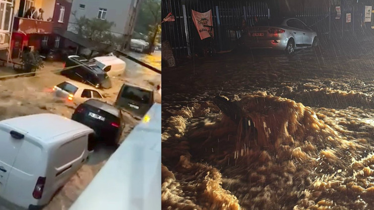 İstanbul’u sağanak vurdu: Yollar çöktü, dereler taştı, vatandaşlar mahsur kaldı, 1 can kaybı var