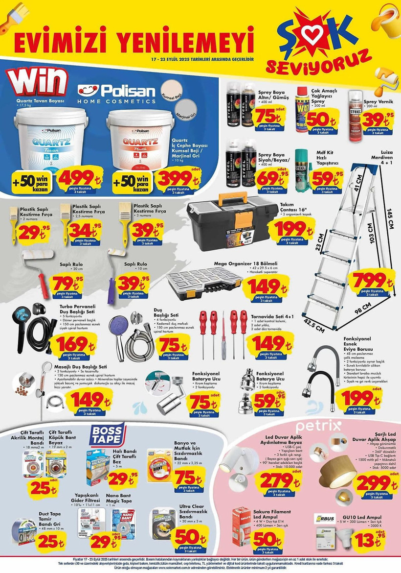 ŞOK 17-23 EYLÜL 2025 AKTÜEL KATALOĞU: ŞOK'a iç cephe boyası geliyor! - Resim: 4