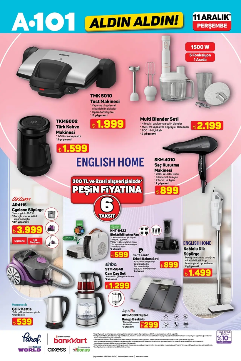 A101 11 ARALIK 2025 AKTÜEL KATALOĞU: A101'e bulaşık makinesi, buzdolabı ve elektrikli moped geliyor! - Resim: 5