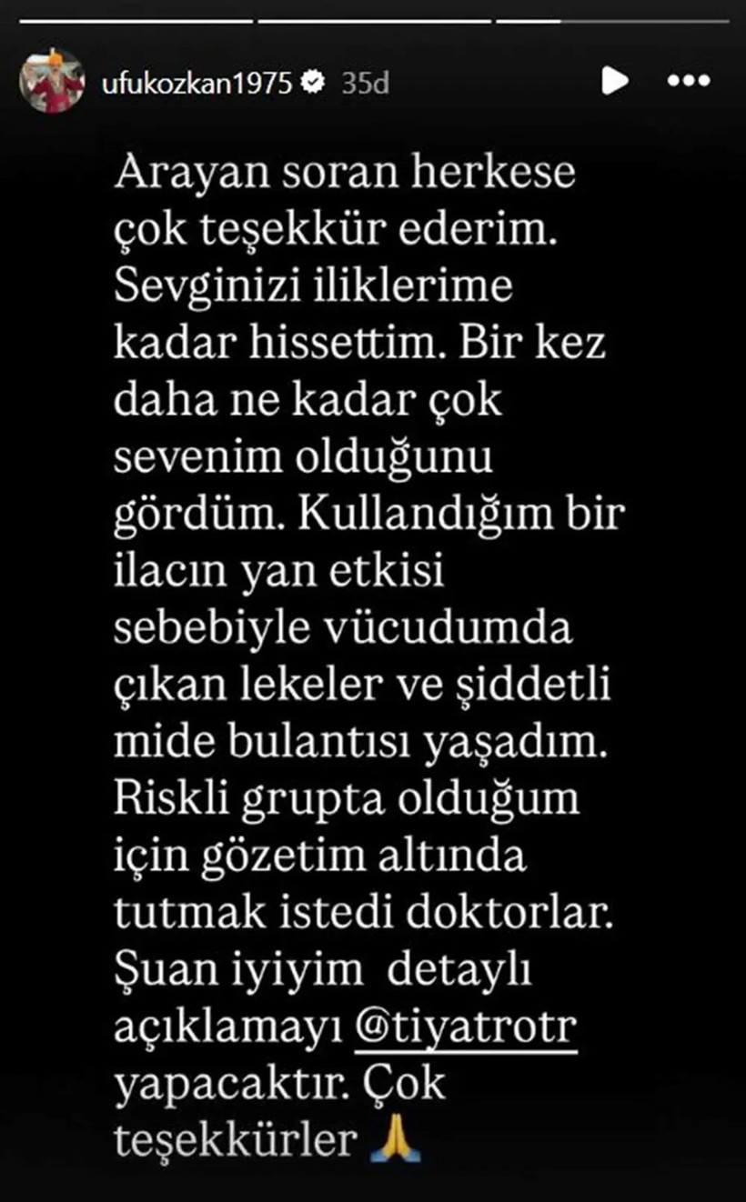 Oyuncu Ufuk Özkan taburcu edildi: Hastaneye kaldırılma nedenini açıkladı - Resim : 1