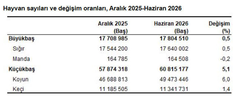 TÜİK açıkladı: Büyükbaş ve küçükbaş hayvan sayısı belli oldu - Resim : 1