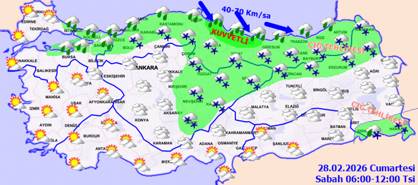 Kar yağışı etkisini artırıyor: Karadeniz ve Doğu’da alarm - Resim : 1