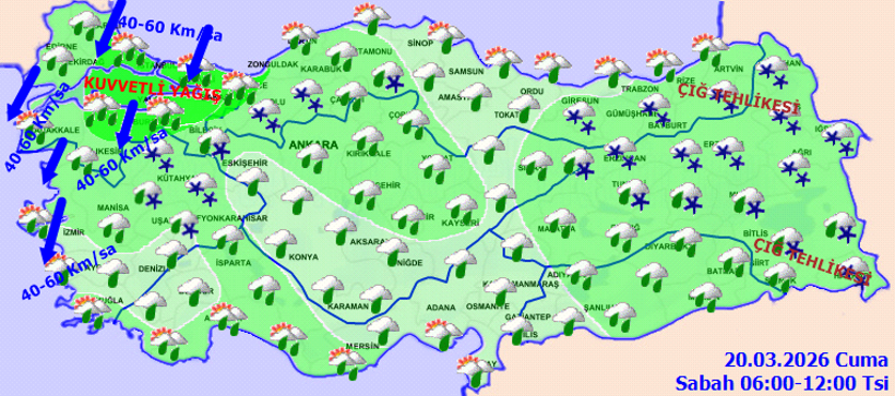 Yurt genelinde yağış alarmı: Kuvvetli sağanak, kar ve fırtına uyarısı - Resim : 1