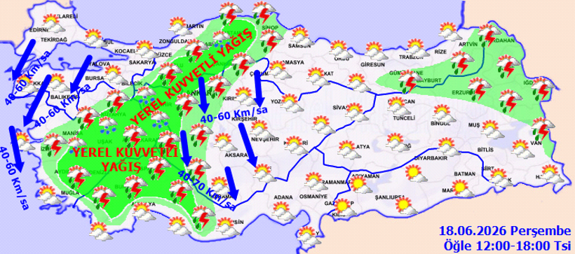 Meteoroloji'den kuvvetli yağış ve rüzgar uyarısı: Birçok bölge için alarm verildi - Resim : 1