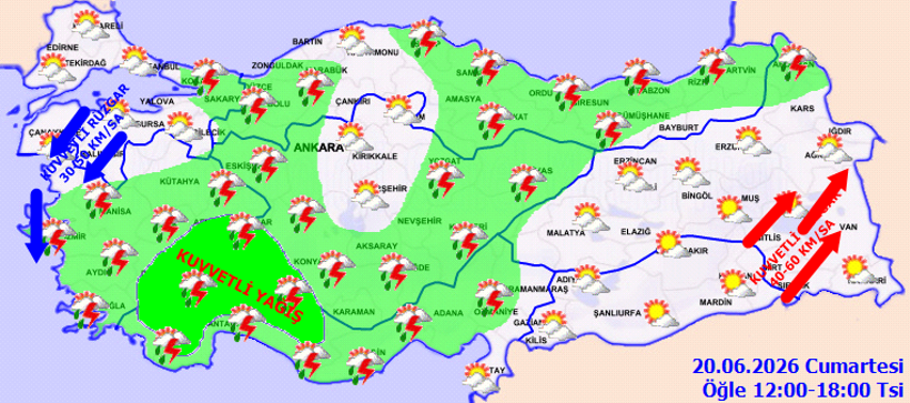 Meteoroloji'den çok sayıda il için uyarı: Kuvvetli yağış ve fırtına etkili olacak - Resim : 2
