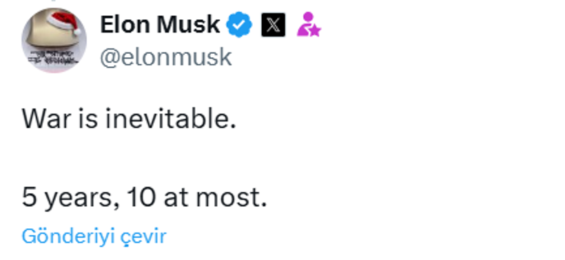 Elon Musk 'kaçınılmaz' dedi, savaş için tarih verdi! - Resim : 1