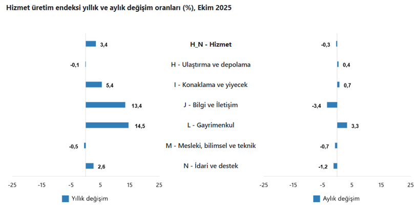 Hizmet üretim endeksi ekimde yıllık yüzde 3,4 arttı, aylık bazda geriledi - Resim : 4