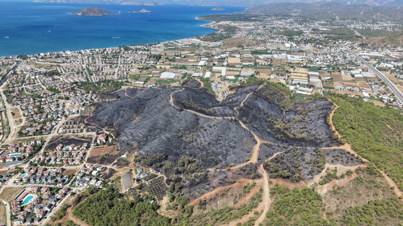 Fethiye'de yanan ormanlık alan havadan görüntülendi - Resim: 2