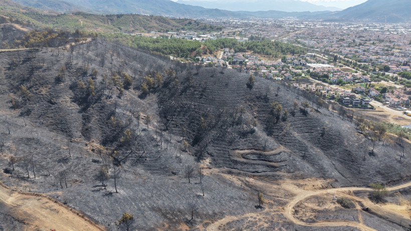 Fethiye'de yanan ormanlık alan havadan görüntülendi - Resim: 4