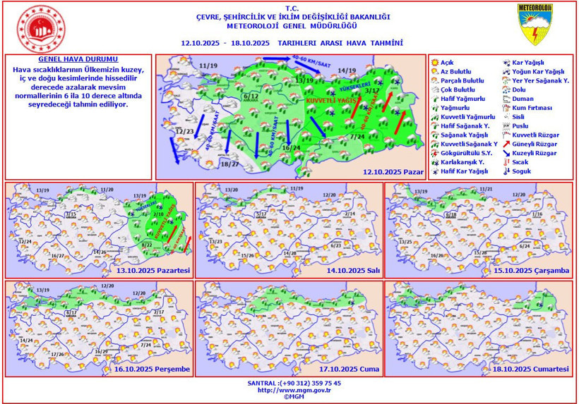 Meteoroloji'den kritik uyarı! Sıcaklıklar 10 derece düşecek: 6 il için sarı kodlu alarm | 12 EKİM HAVA DURUMU - Resim : 1
